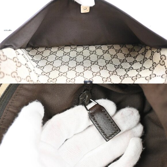 GUCCI Logo GG Pattern Crossbody Shoulder Bag Canvas Leather Brown SHW - Picture 3 of 16